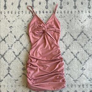 Lucy in the Sky Pink Ruched Bodycon Mini Dress